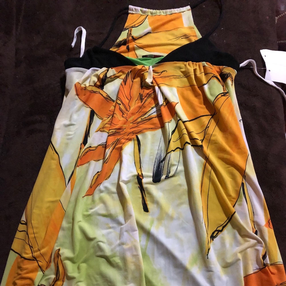 Yellow and orange mini dress
